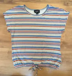 レトロストライプ柄 ストレッチTシャツ 14(150-160)のサムネイル