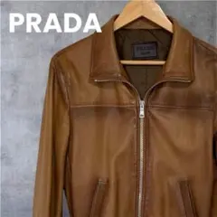 PRADA プラダ ナッパレザー ブルゾン ボンバー ジャケット ブラウン 46のサムネイル