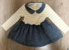 【babyGAP】ワンピース 80 ボーダー デニム風 12-18M 女の子