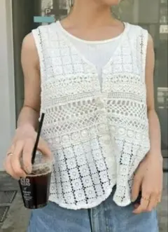 タグ付　チャオパニックティピー　切り替えレースベスト