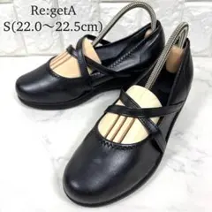 Re:getA リゲッタ ブラック クロスストラップ パンプス S 22.5のサムネイル