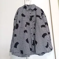 MAISON BORTSPRUNGT 猫プリント ギンガムチェック シャツ