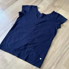Chacott チャコット ギャザー 半袖 カットソー ネイビー　Mサイズのサムネイル