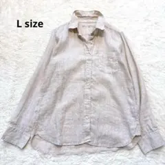 無印良品 リネンシャツ 長袖 Lサイズ ベージュ 麻100%のサムネイル