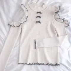 リブ編みリボンセーター