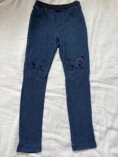 ANNA SUI猫刺繍 デニム風 ロングパンツ　110のサムネイル