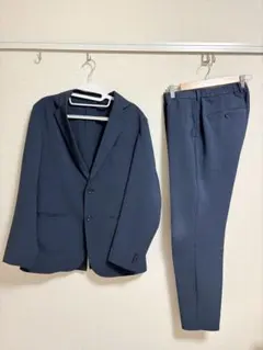 【洗濯可能・アイロン不要】上下Mサイズ　ネイビー カジュアルスーツ