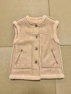 【値下げ】リバーシブルノーカラーフェイクムートンボアベスト