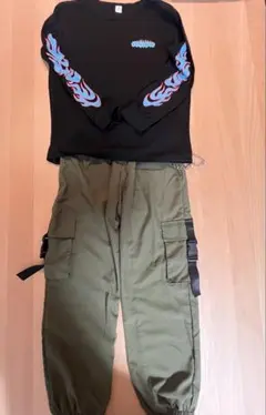 SHEIN 長袖Tシャツとカーゴパンツセット 11-12Y