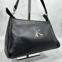 ✨美品✨キタムラ2 ハンドバッグ Kロゴ 抜きデザイン 本革 ブラック 日本製