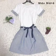 新品✨ マックスマーラ　&CO ワンピース　近年モデル　リボン　ブルー M