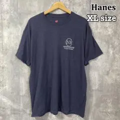 Hanes ヘインズ XL Tシャツ ネイビー オーバーサイズ 古着 半袖 NR