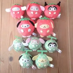 サンリオキャラクターズ　フルーツきぐるみマスコット　いちご　メロン
