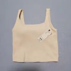 【新品タグ付き】GU ブラフィールクロップドワッフルスクエアネックタンクトップ