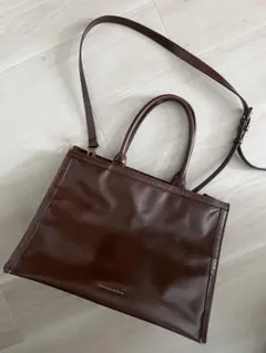 最終値下げ【Charles & Keith】ブラウンレザー トートバッグ