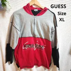 【オシャレ☆GUESS JEANS】赤　黒　グレー　パーカー　サイズXL 18