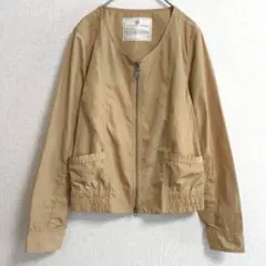 s0636【LVS PRODUCT】ノーカラーショートジャケット ナイロン 薄手