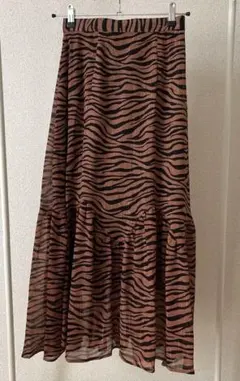 Lily Brown ロングスカート　茶系　ゼブラ柄　フリーサイズ