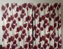 ケユカ　チューリップ柄ドレープカーテン2枚セット