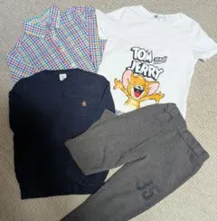 子供服4点セット（セーター、シャツ、Tシャツ、長ズボン）110cm