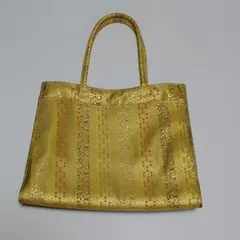 金色 ストライプ模様 和装用トートバッグ