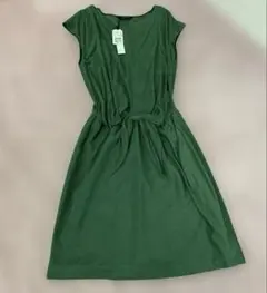 ヤマダヤ　スコットクラブ　ダークグリーン ノースリーブ ひざ丈ワンピース　春