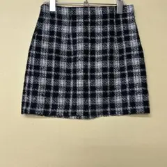 ZARA ザラ　ツィードタイトミニスカート　モノトーンチェック　可愛い　USAＳ