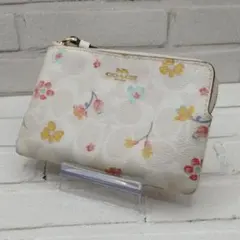 新品未使用】COACH 花柄 シグネチャー 長財布 リストレット 白ホワイト