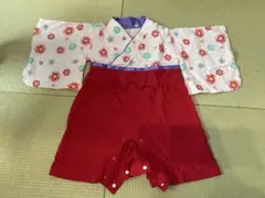 赤と白の花柄お着物★70-80cm