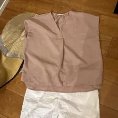 Vネックプルオーバーブラウス ピンクベージュのサムネイル