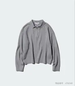 ユニクロ　スムースコットンリラックスポロセーター　L