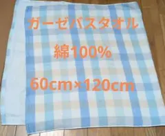 昭和西川 チェック柄 和らかいガーゼバスタオル 60cm×120cmのサムネイル