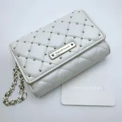 ピンキーアンドダイアン キルティング二つ折り財布 パールホワイト 美品 &レザー