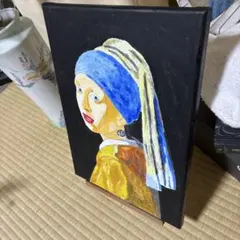 キャンバス油絵 専用 真珠の耳飾りの青いターバンの犬 フェルメール