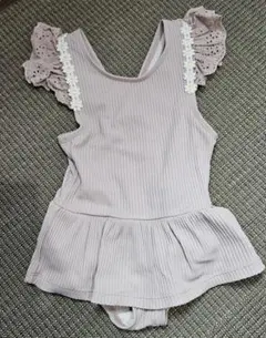 フリル付き薄紫色ベビー水着・ラッシュガードセット　90cm