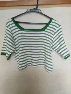 RETRO GIRL ボーダー柄 半袖 クロップド丈 カットソーのサムネイル