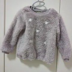 【美品】女の子　95cm パープル　薄紫　トップス　ふわふわ　ハート刺繍あり