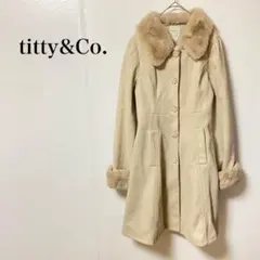 ティティーアンドコー　コート　Ｍ　ファー付き　パール　ロング　Ａライン　ピンク
