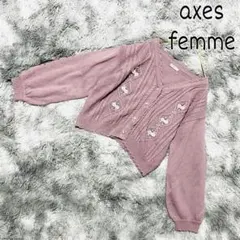 美品❗️【axes femme】花柄刺繍ニットカーディガン M ピンクパープル
