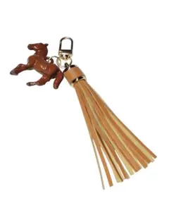 じゃらじゃらキーホルダー バッグチャーム 馬 タッセル ブラウン