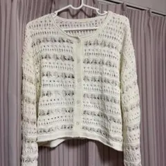 GU 白 編み物 カーディガン 長袖　春　夏