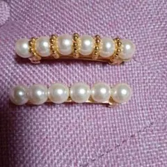値下げ　パール ゴールド バレッタ2個セット