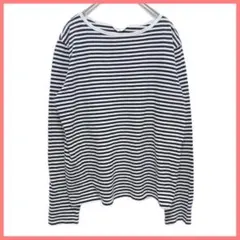 アメリカンホリック ボーダー柄 長袖カットソー 綿100% カジュアル 白黒 L