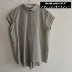 STAMPand DIARY 半袖シャツ バックプリーツ　グレーベージュ