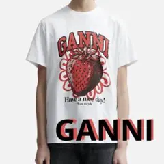 GANNI ガニー　リラックス ストロベリー Tシャツ ホワイト 半袖のサムネイル