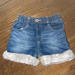 ファー付きデニムショートパンツ