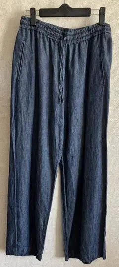 無印良品 ラミーコットンデニムワイドパンツ M