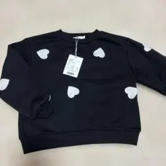 PAIR MANON 裏起毛トレーナー 120cm 黒 ハート柄