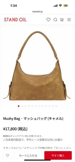 STAND OIL Mushy Bag · マッシュバッグ (キャメル)