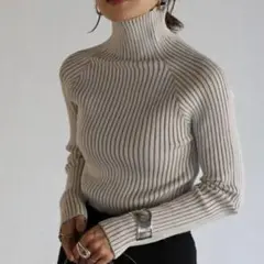 BONJOUR SAGAN♡ハイネックワイドリブニット　エクリュ